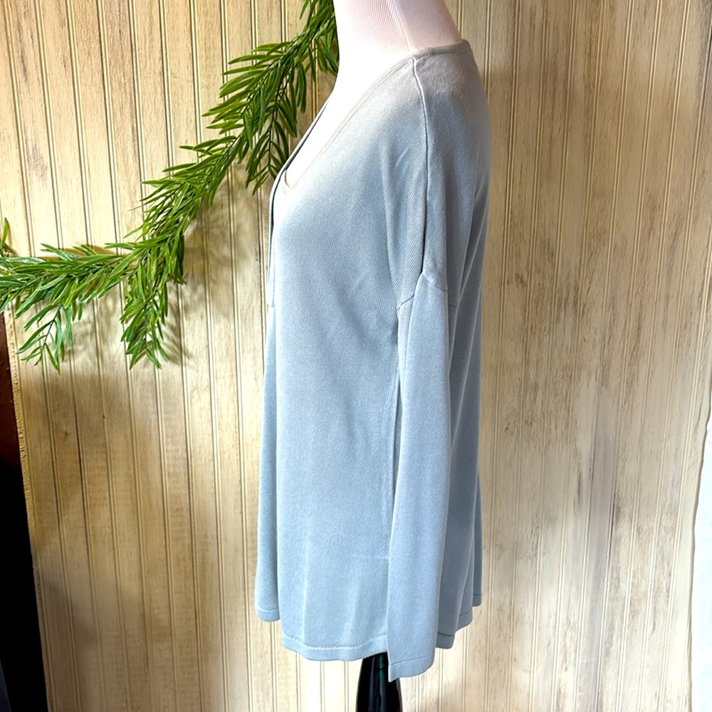 Soft Surroundings Pale Teal & Silver Tunic, Size Small, EUC, Drop Shoulders - Picture 6 of 13